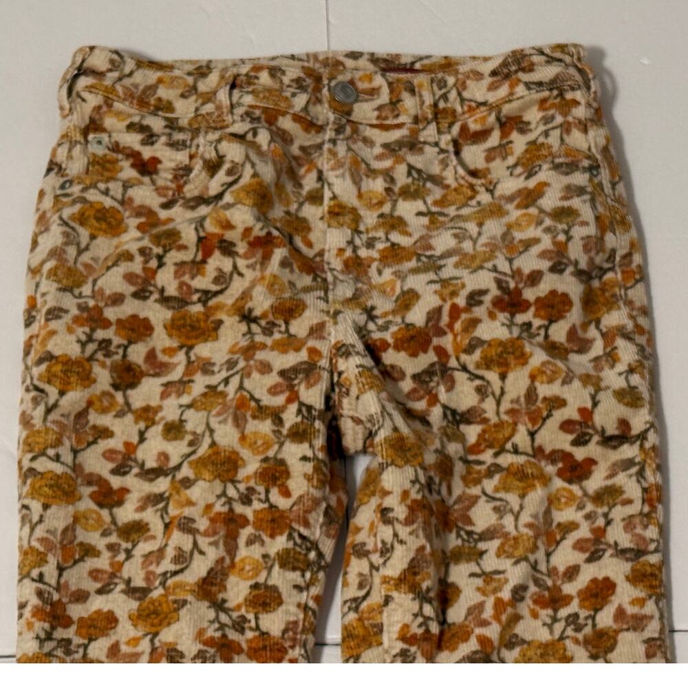Pilcro The Icon Floral Print Corduroy Flare Jeans, Beige & Gold, Size 28 - Picture 3 of 9